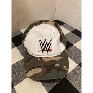 WWE Vintage Camo SnapBack Hat White Logo Cotton Y2k
